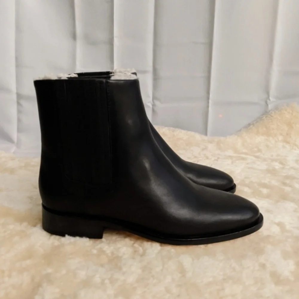 J.Crew Sherpa-lined Chelsea Leather Boots 5.5 NEW